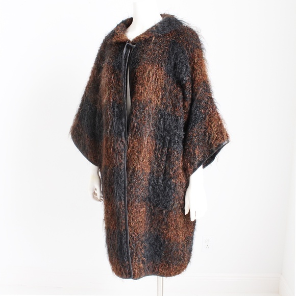 Bonnie Cashin for Sills Coat NOH Mohair Knit Leather Trim Museum Piece Rare OS - Picture 6 of 11